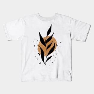 Stars, Sun, And Black Leaves Modern Boho Kids T-Shirt